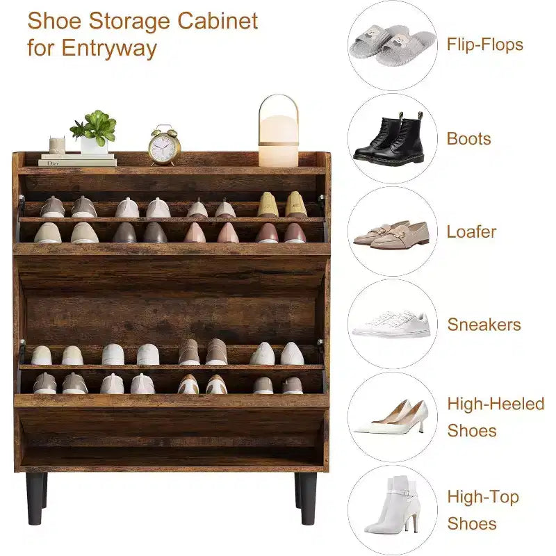 Meuble à chaussures 2 tiroirs en bois avec étagère réglable - Organisateur de rangement dissimulé pour entrée et couloir, solution peu encombrante pour le salon