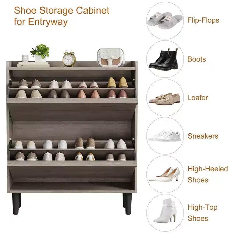 Meuble à chaussures 2 tiroirs en bois avec étagère réglable - Organisateur de rangement dissimulé pour entrée et couloir, solution peu encombrante pour le salon