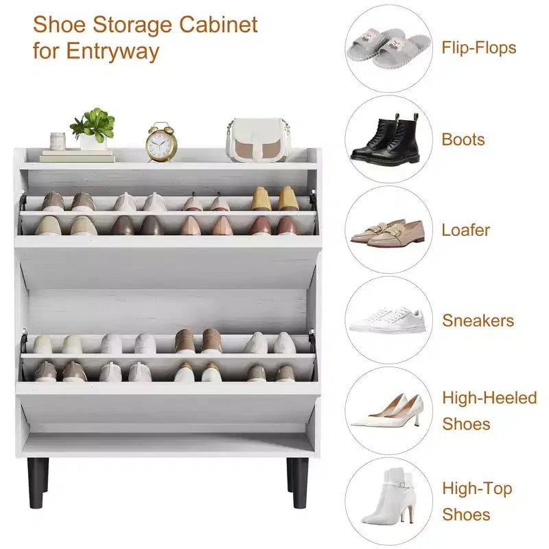 Meuble à chaussures 2 tiroirs en bois avec étagère réglable - Organisateur de rangement dissimulé pour entrée et couloir, solution peu encombrante pour le salon