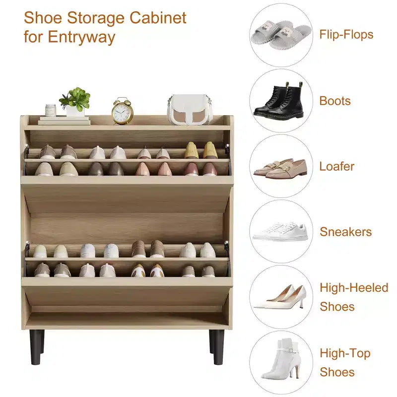 Meuble à chaussures 2 tiroirs en bois avec étagère réglable - Organisateur de rangement dissimulé pour entrée et couloir, solution peu encombrante pour le salon