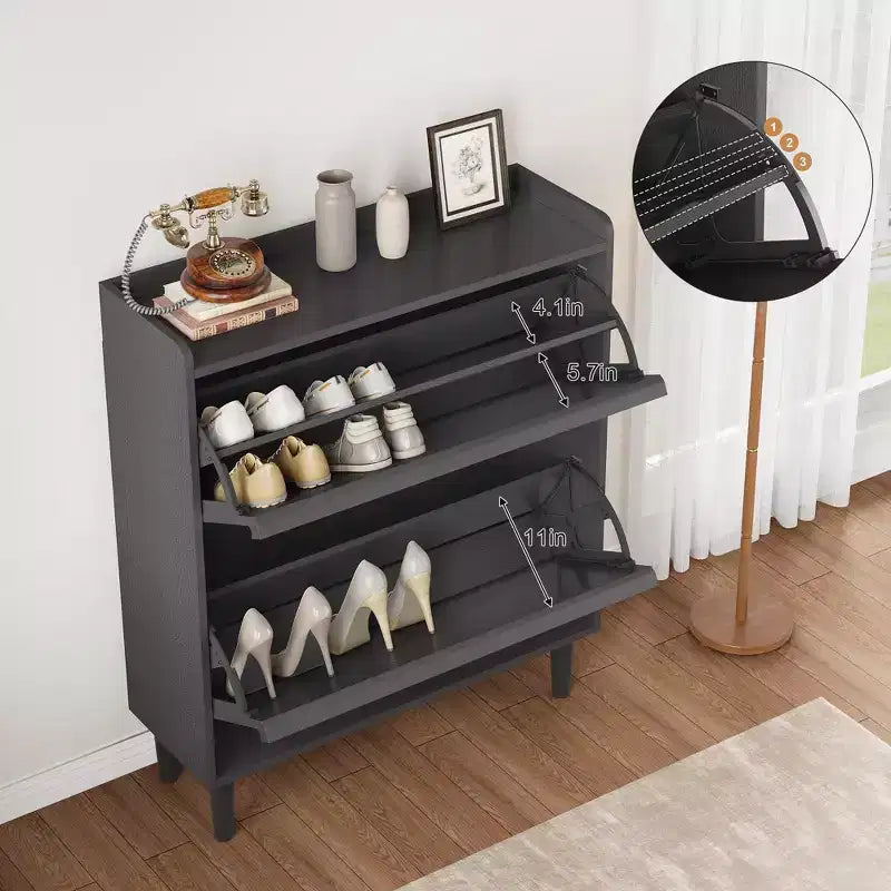Meuble à chaussures 2 tiroirs en bois avec étagère réglable - Organisateur de rangement dissimulé pour entrée et couloir, solution peu encombrante pour le salon