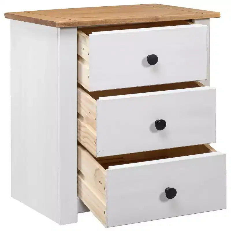 Table de chevet à 3 tiroirs – Table de rangement en pin, Gamme Panama