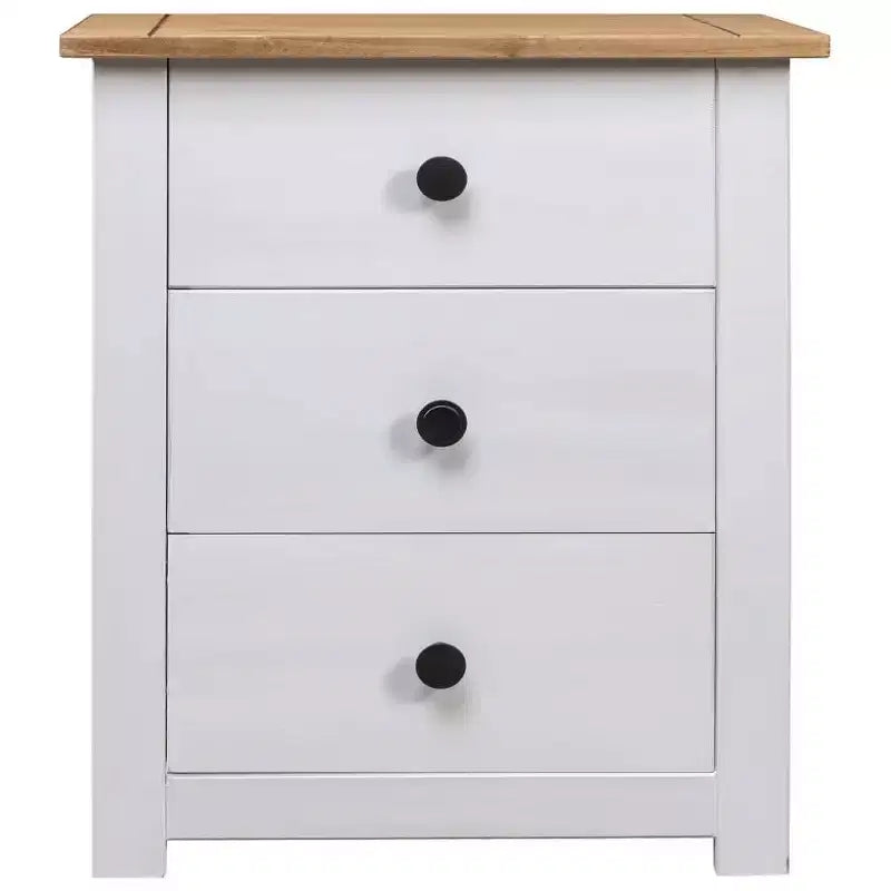 Table de chevet à 3 tiroirs – Table de rangement en pin, Gamme Panama