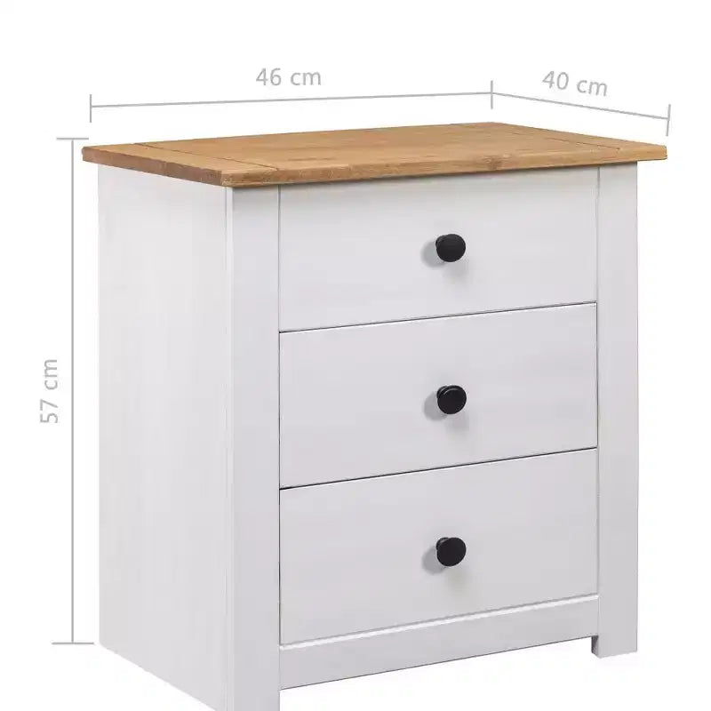 Table de chevet à 3 tiroirs – Table de rangement en pin, Gamme Panama