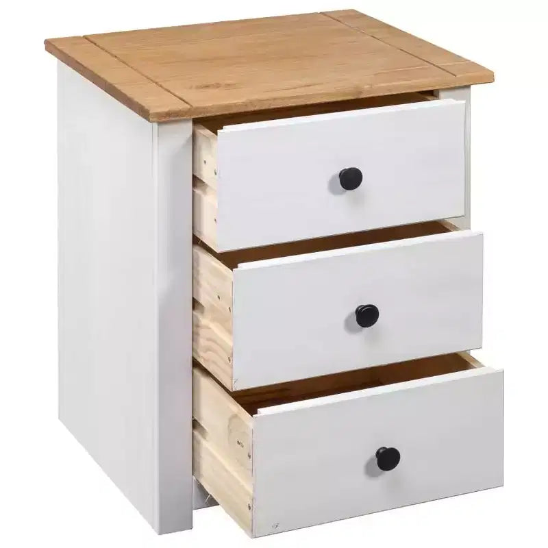 Table de chevet à 3 tiroirs – Table de rangement en pin, Gamme Panama