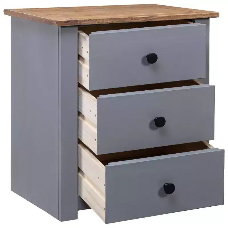 Table de chevet à 3 tiroirs – Table de rangement en pin, Gamme Panama