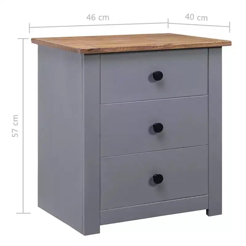 Table de chevet à 3 tiroirs – Table de rangement en pin, Gamme Panama