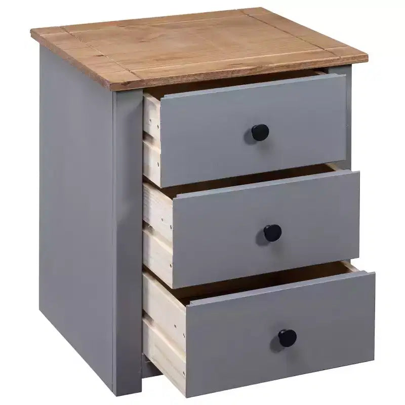 Table de chevet à 3 tiroirs – Table de rangement en pin, Gamme Panama
