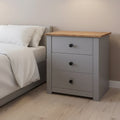 vidaXL Nightstand with 3 Drawers Storage Bedside Table Pinewood Panama Range