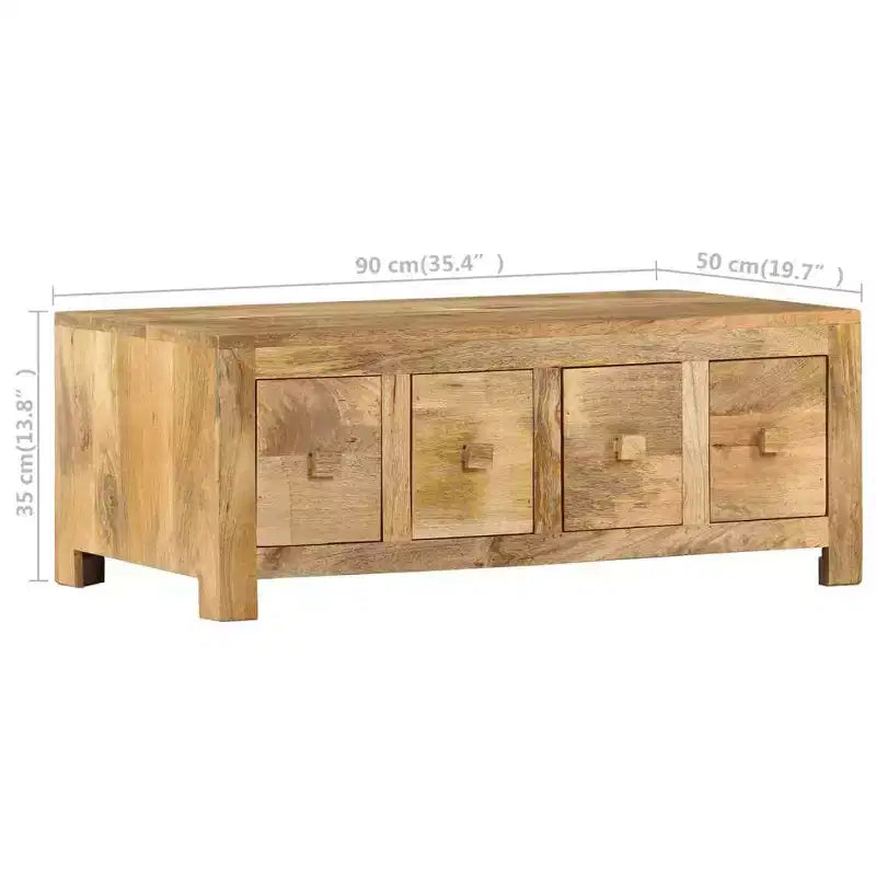 Table basse avec 4 tiroirs 89,9 x 50 x 35 cm Bois de manguier massif