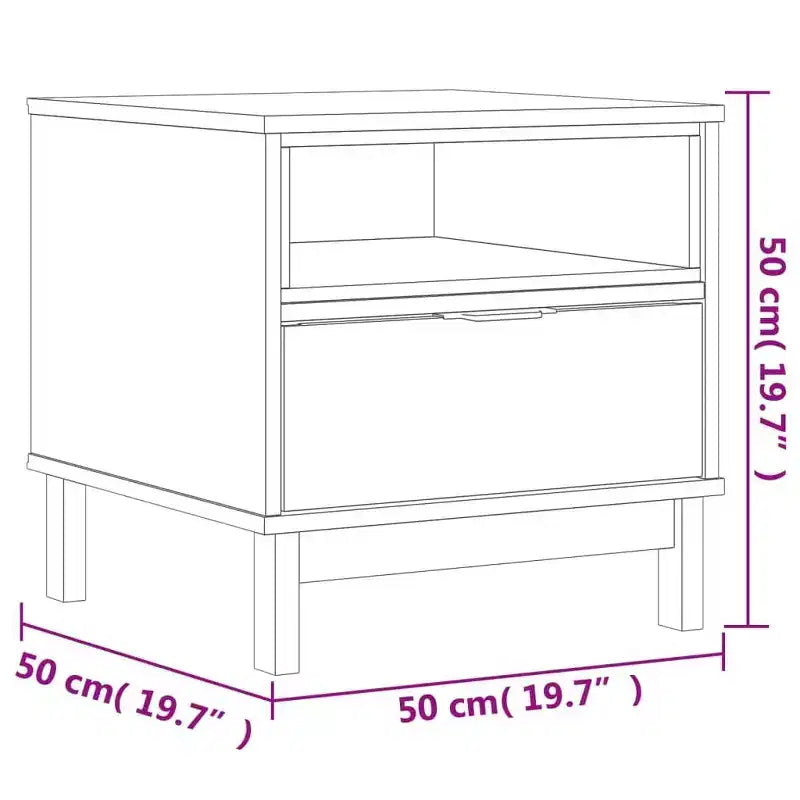 Table d'appoint 50 x 50 x 50 cm en pin massif
