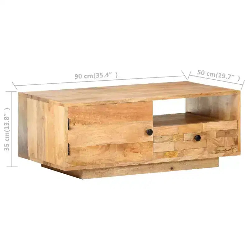 Table basse 89,9 x 50 x 35 cm en bois de manguier massif