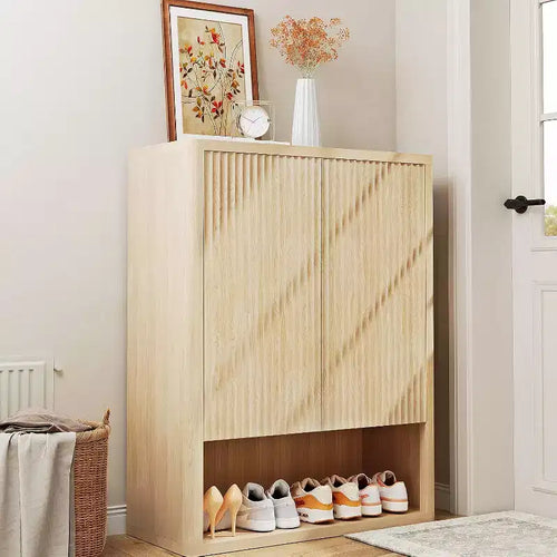 113.0 cm Tall 5-Tier Farmhouse Shoe Storage Cabinet with Adjustable Shelves