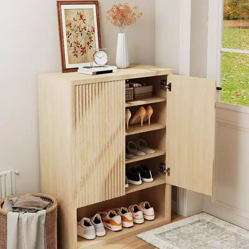 Meuble de rangement pour chaussures de ferme à 5 niveaux, organisateur d'entrée de 113 cm de haut avec étagères réglables, étagère à chaussures autoportante peu encombrante
