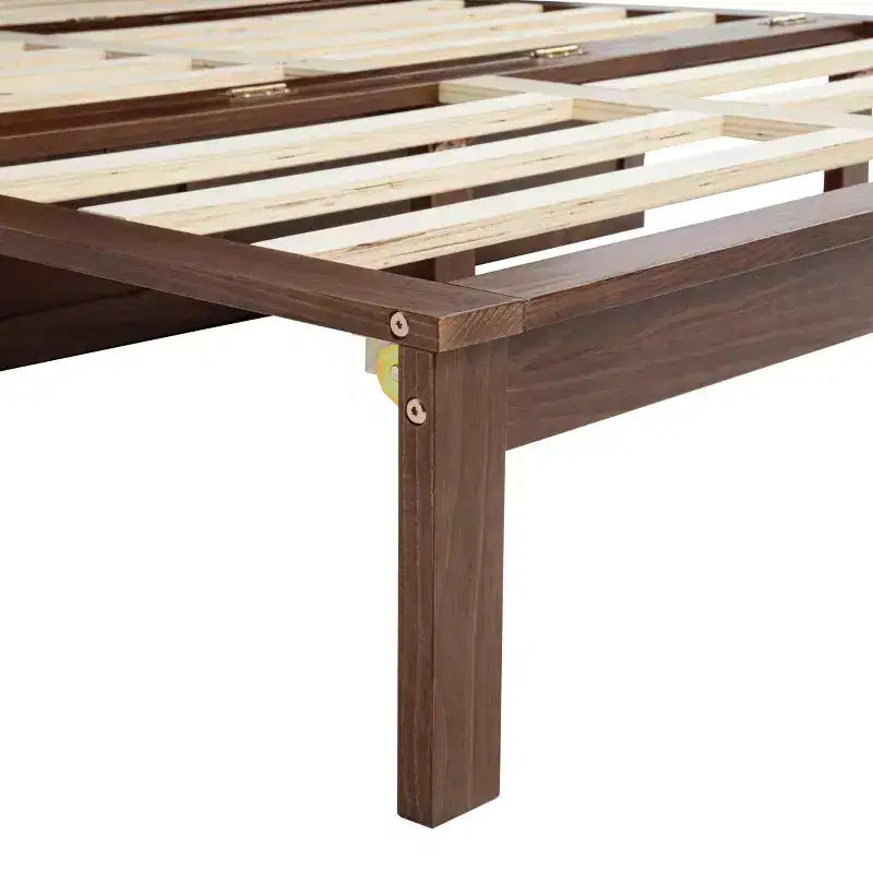 Lit escamotable Queen avec port USB et tiroir de rangement pour chambre à coucher/chambre d'amis, lit en bois de pin avec décoration en rotin