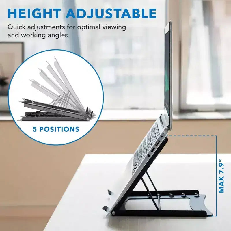 Support réglable pour ordinateur portable – Rehausseur en acier massif avec 5 réglages de hauteur