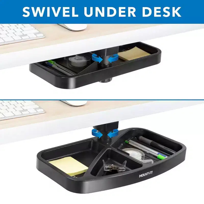 Tiroir de rangement pivotant sous le bureau – Étagère sous-plan ergonomique pour fournitures de bureau