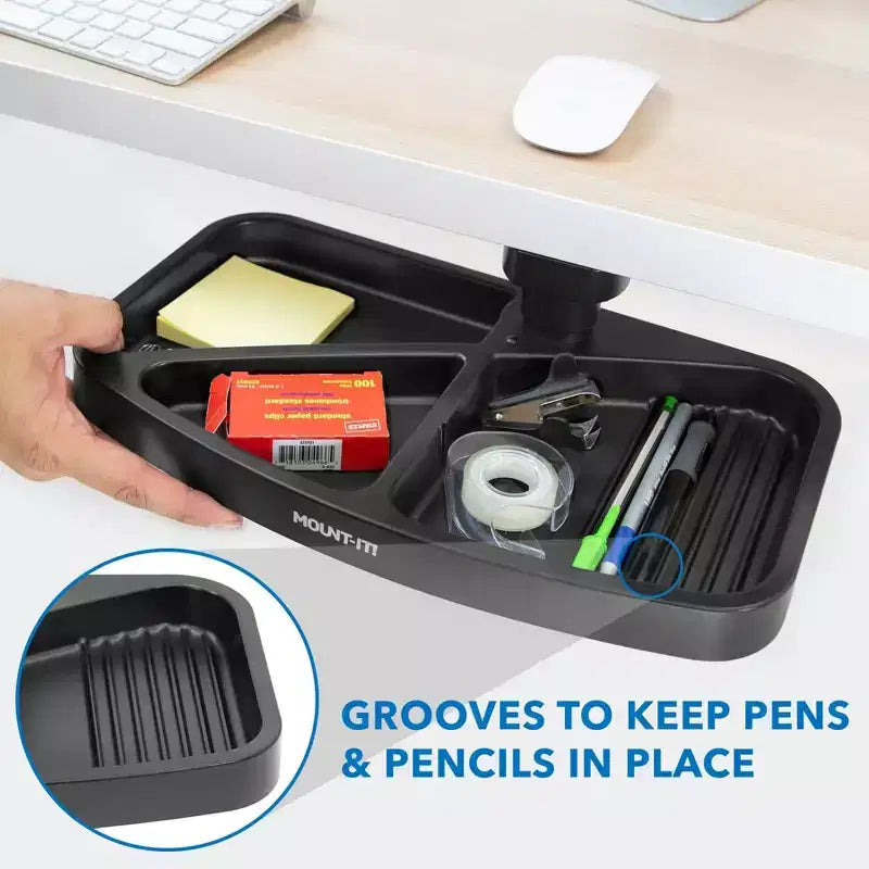 Tiroir de rangement pivotant sous le bureau – Étagère sous-plan ergonomique pour fournitures de bureau