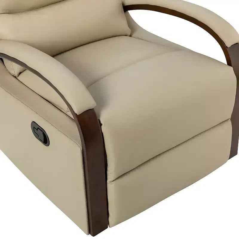 Fauteuil inclinable manuel pivotant et à bascule en cuir véritable Clemens avec accoudoirs décoratifs incurvés