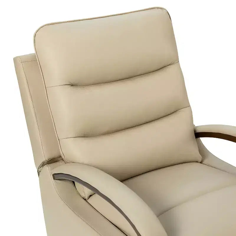 Fauteuil inclinable manuel pivotant et à bascule en cuir véritable Clemens avec accoudoirs décoratifs incurvés
