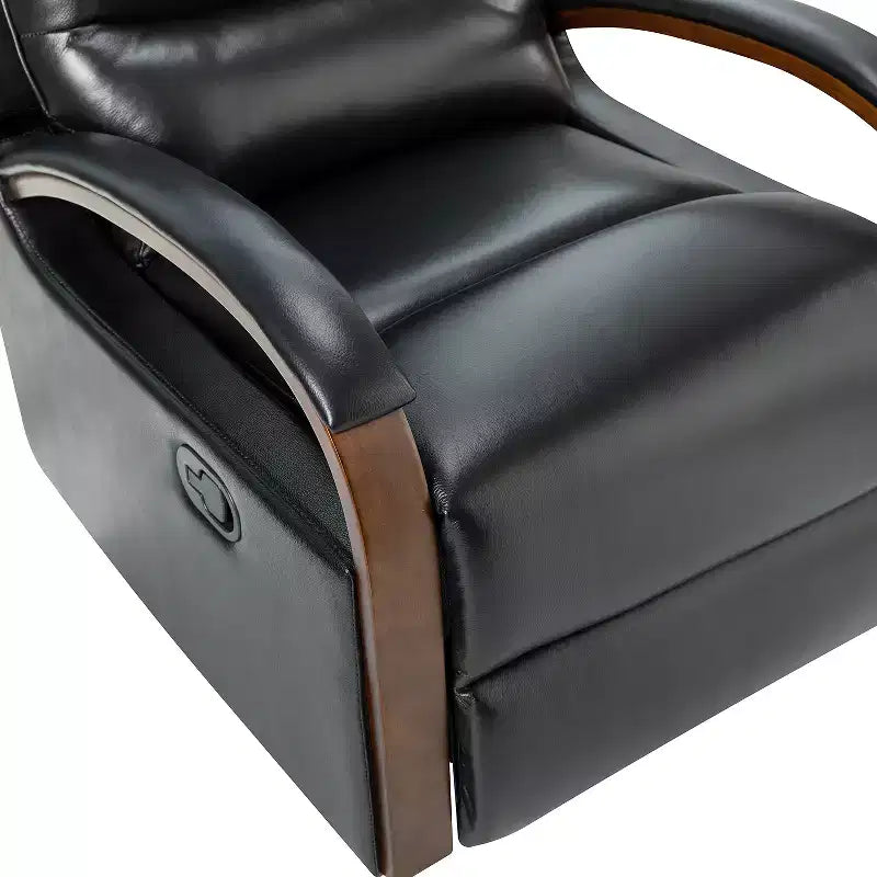 Fauteuil inclinable manuel pivotant et à bascule en cuir véritable Clemens avec accoudoirs décoratifs incurvés