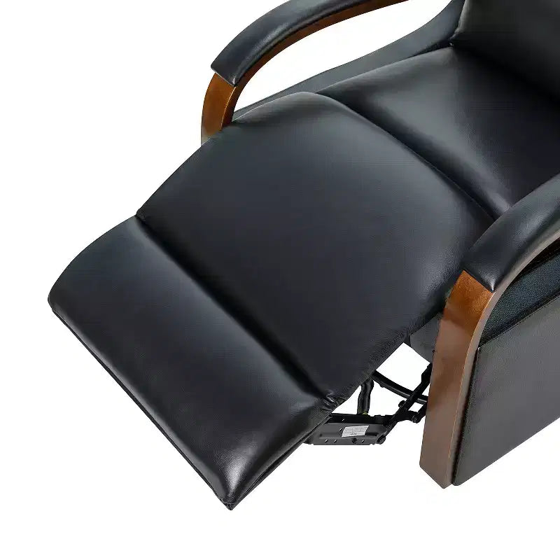 Fauteuil inclinable manuel pivotant et à bascule en cuir véritable Clemens avec accoudoirs décoratifs incurvés