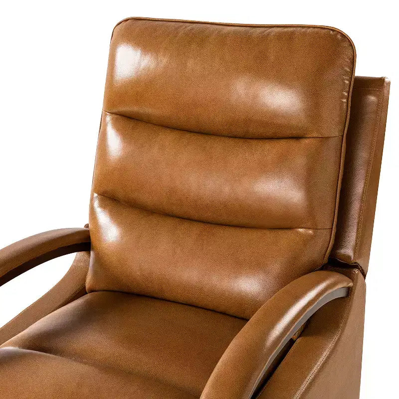 Fauteuil inclinable manuel pivotant et à bascule en cuir véritable Clemens avec accoudoirs décoratifs incurvés