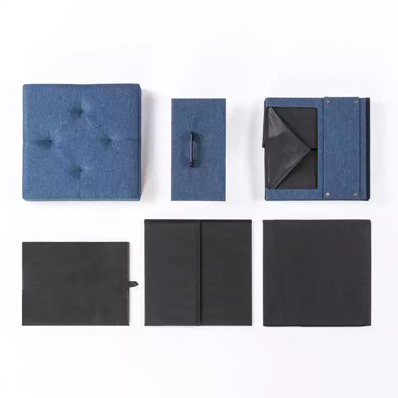Pouf ottoman pliable avec tiroir de rangement – Repose-pieds et siège cubique