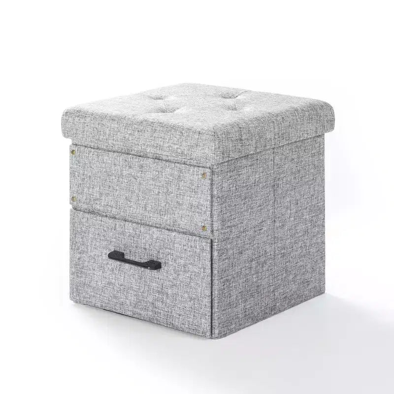 Pouf ottoman pliable avec tiroir de rangement – Repose-pieds et siège cubique