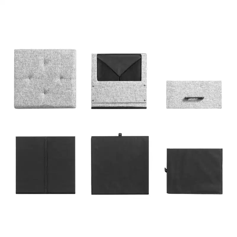Pouf ottoman pliable avec tiroir de rangement – Repose-pieds et siège cubique