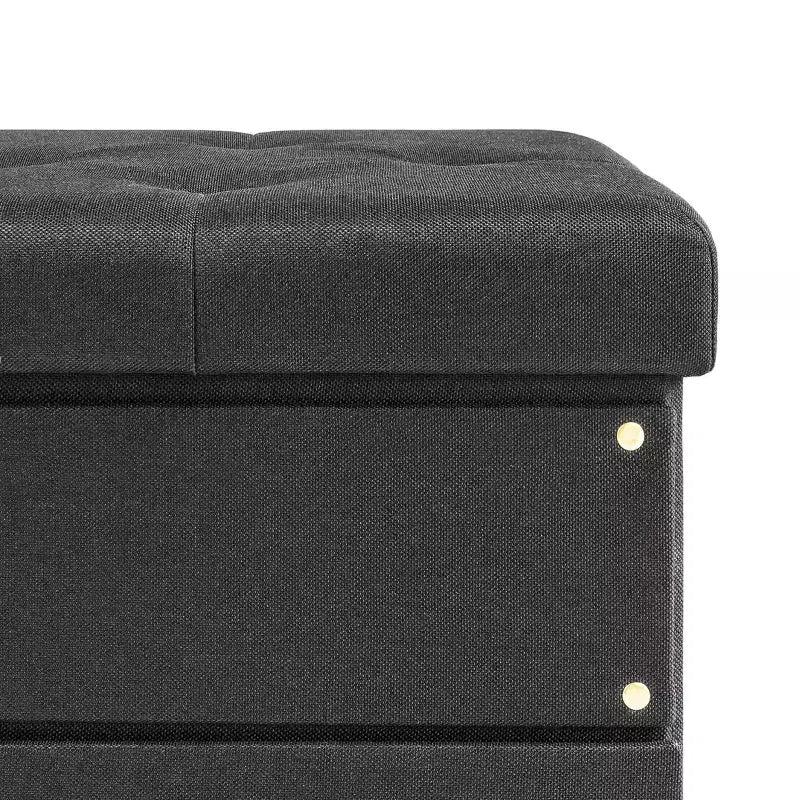 Pouf ottoman pliable avec tiroir de rangement – Repose-pieds et siège cubique