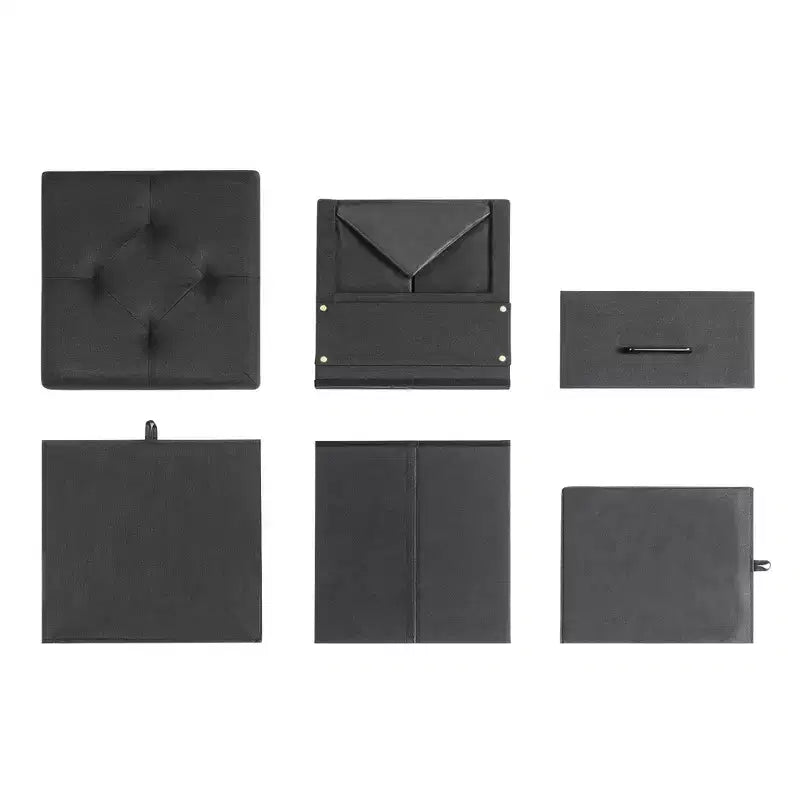Pouf ottoman pliable avec tiroir de rangement – Repose-pieds et siège cubique
