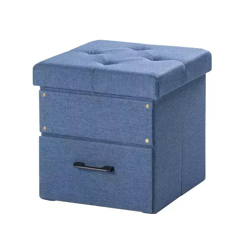 Pouf ottoman pliable avec tiroir de rangement – Repose-pieds et siège cubique