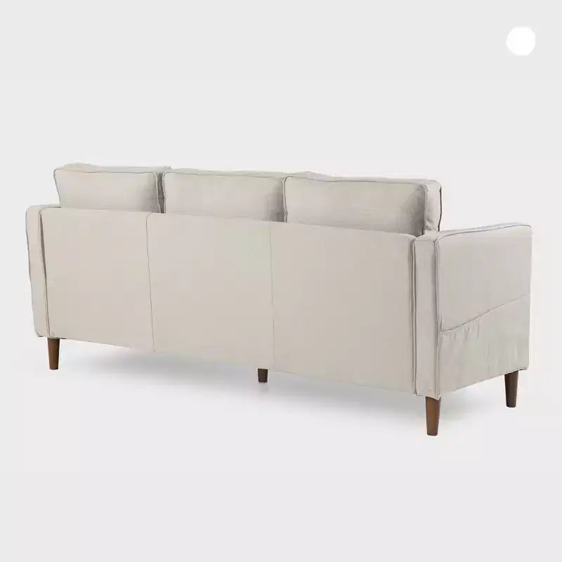 Canapé en tissu de lin moderne avec pochettes accoudoirs