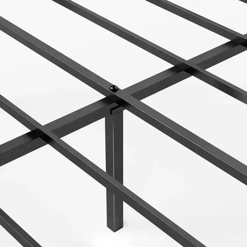 Cadre de lit plateforme en métal avec baldaquin – Noir